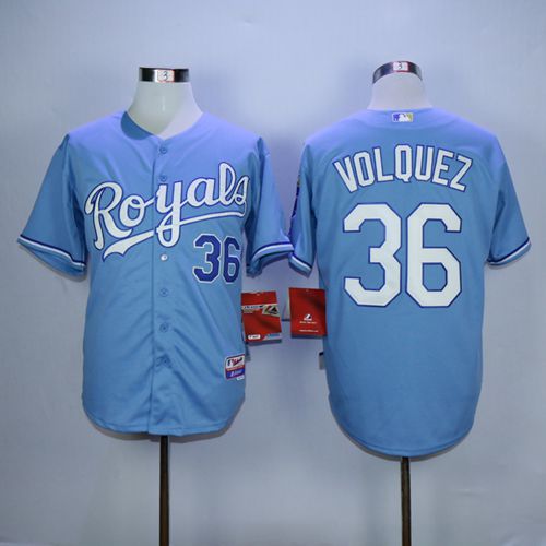 Royals #36 Edinson Volquez Light Blue Alternate 1 Cool Base Stitched MLB Jersey - Click Image to Close